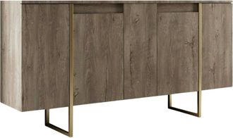 Dmora Aparador efecto madera nogal dorado 160x35h80 cm