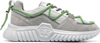 Philipp Plein suede-panelling low-top sneakers - men - Rubber/Fabric/Fabric/Calf Leather/Calf Leather/Calf Suede/Rubber - 46 - Grey