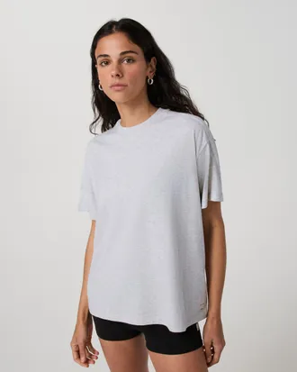 Vuori Clothing Short Sleeve Heavyweight Oversized Cotton T-Shirt | Pale Grey Heather | XS, Size Extra Small