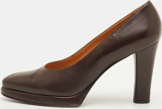 Casadei Size 40 Dark Brown Leather Platform Pumps