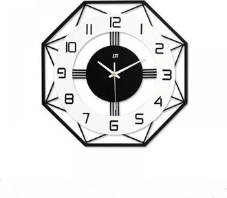 OEM Reloj De Pared - Octogonal - Metal Y Madera - 30 Cm - Silencioso - Para Cocina Oficina Sal&oacute;n - 1 Unidad