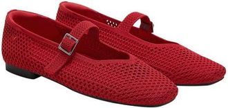 Vivaia Margot Mary-Jane Square-Toe Ballet Flats in Ruby Red Mesh at Nordstrom, Size 7.5