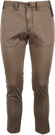 Michael Coal Slim Fit Brown Stretch Cotton Trousers With Classic Design
