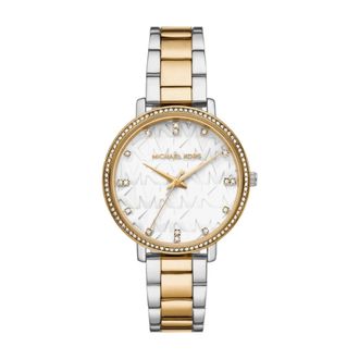 Michael Kors Pyper Pav&eacute; Tweekleurig Logo Horloge - Dames - Horloges - Grijs - ONE Size - Accessoires