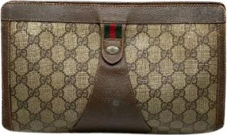 Gucci Pre-owned Clutches, female, Brown, Size: ONE SIZE Pre-owned Ophidia Vintage Clutch