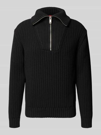 HUGO BOSS Regular Fit Troyer aus reiner Baumwolle Modell SRIGG in Black, Größe XXL