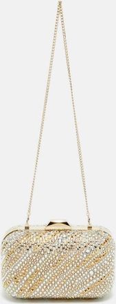 Jimmy Choo London Cloud Beige/multicolor Crystals And Satin Clutch