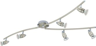 Loops Flush Ceiling Light Colour Satin Nickel Chrome Shade Bulb GU10 6x3W Included
