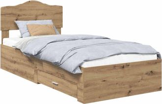 vidaXL Estructura De Cama Con Cabecera Roble Artesanal 90 X 190 Cm Vidaxl