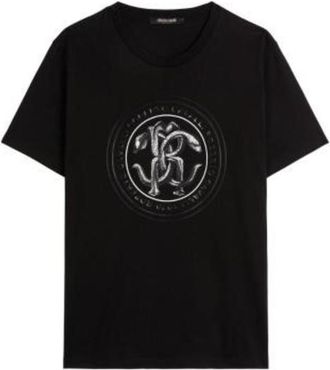 Roberto Cavalli RC Mirror Snake Cotton T-Shirt, Size Medium