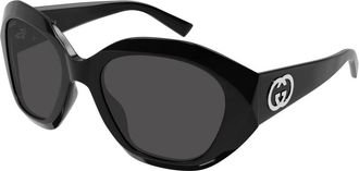 Gucci Geometrische Zonnebril - Dames - Zonnebrillen - Zwart - 56 MM - Accessoires