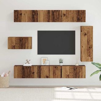 vidaXL Vidaxl - Conjunto De Mueble De Tv 8 Pcs Madera Vieja 30.5 X 30 X 90 Cm