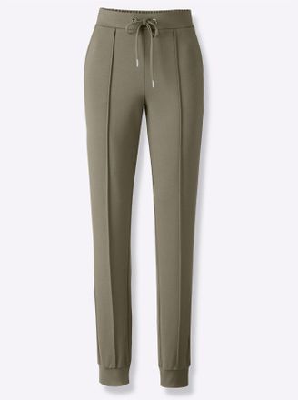 Heine Jerseyhose HEINE, Damen, Gr. 34, Normalgr&ouml;ssen, gr&uuml;n (khaki), 70% Viskose, 25% Polyamid, 5% Elasthan, unifarben, Hosen Jerseyhose