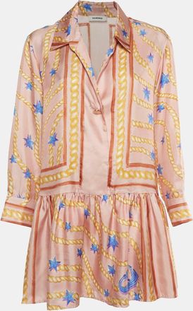 Sandro Multicolour Graphic Print Sateen Alexiane Mini Dress