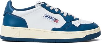 Autry White Mallard Blue Medalist Low Leather Sneakers