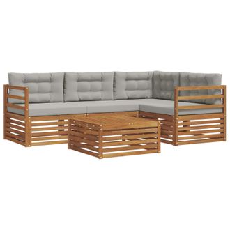 vidaXL Conjunto De Sof&aacute;s De Exterior 5 Pcs Gris Natural Y Claro Vidaxl