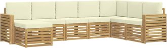 vidaXL Conjunto De Sof&aacute;s De Exterior 8 Uds. Blanco Y Crema Poli&eacute;ster Vidaxl