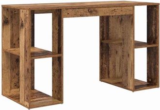vidaXL Escritorio con estante Madera envejecida 130 x 50.5 x 75 cm vidaXL