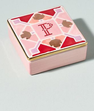 Anthropologie Quilted Monogram Trinket Box