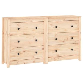 Berkfield Home Sideboard 140x35x80 cm Solid Wood Pine in Light Tan | Size: 140 x 35 x 80 cm