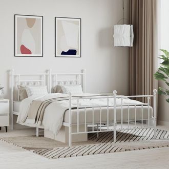 Berkfield Home Metal Bed Frame with Headboard & Footboard White 140x190 cm