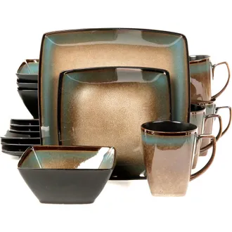 Gibson Home Tequesta 16-Piece Square Dinnerware Set, Taupe in Beige at Nordstrom