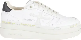 Premiata White Micol 8197 Side-Logo Leather Sneakers