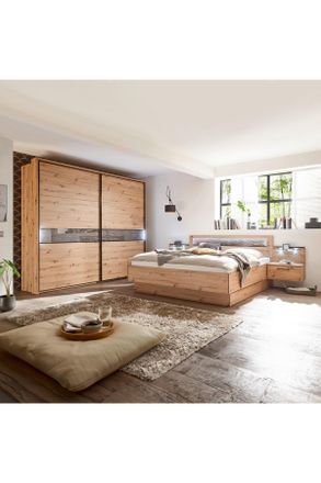 Xora Bettanlage, Eichefarben, Metall, Kunststoff, Holzwerkstoff, 180x200 cm, Lattenrosthöhe individuell einstellbar, für Elektrolattenrost