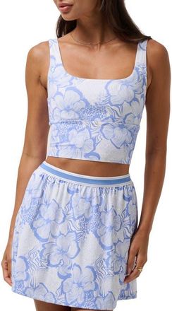 Travis Mathew Moveknit Floral Crop Tank in Cornflower Blue Multi at Nordstrom, Size Xx-Large