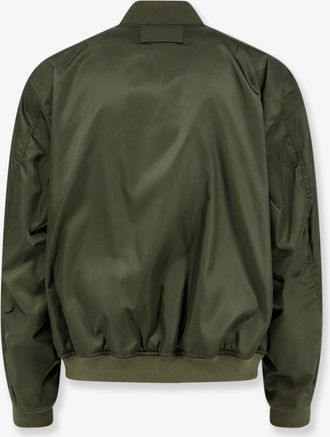 Balenciaga Mens Nylon Bomber Jacket Green With Orange Lining Polyamide