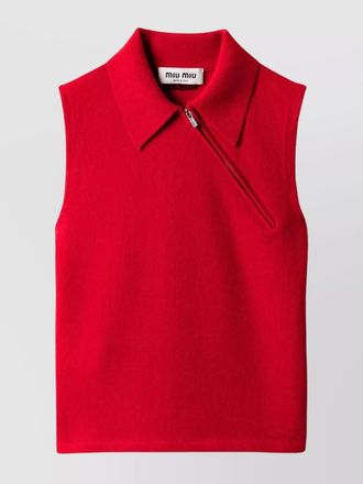 Miu Miu cashmere polo top ribbed collar