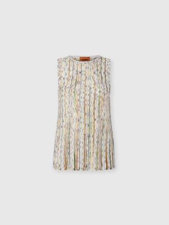Missoni Ribbed Mixed Viscose Sleeveless Top With Sequins in White & Green at Nordstrom, Size 40 It
