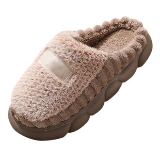 Generic Mens and Womens Spring Autumn and Winter Home Indoor Thick Plush Soft Non Silent Warm Wrapped Toe Couple Same Style Plush Cotton Slippers Rubber Slipp