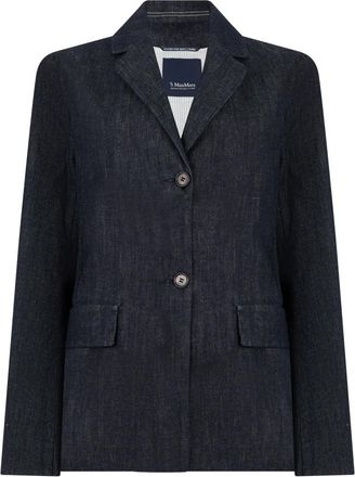 Max Mara Smmleone Enkelrijige Jas - Dames - Blazers - Blauw - XS - Katoen - Jassen