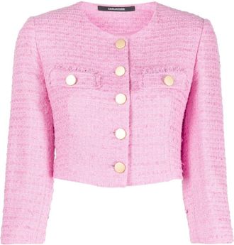Tagliatore cropped tweed jacket - women - Cotton - 38 - Pink