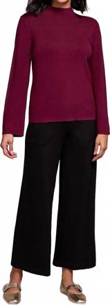Tribal Long Sleeve Funnel Neck Sweater In Wine