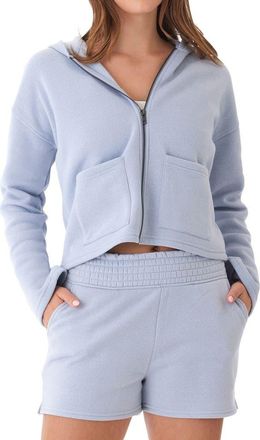 Threads 4 Thought Raychelle Front Zip Crop Hoodie in Sea Mist at Nordstrom, Size Large
