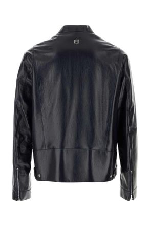 Fendi Mens Midnight Blue Leather Jacket Blueberry Giacche Pelle In