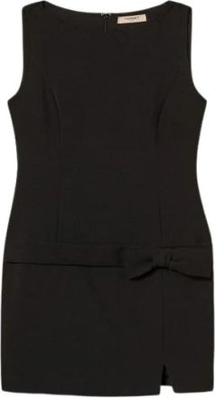 Twinset Korte jurk met split en strik - Dames - Korte kleedjes - Zwart - S - Kleedjes