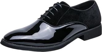 Generic Mens Black Shoes Breathable Leather Dress Shoes Business Formal and Casual Wear British Korean Style Fashion Oxfords(Black,10.5)