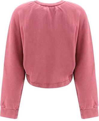 Off-white Cropped Cotton Terry Sweatshirt - Pink