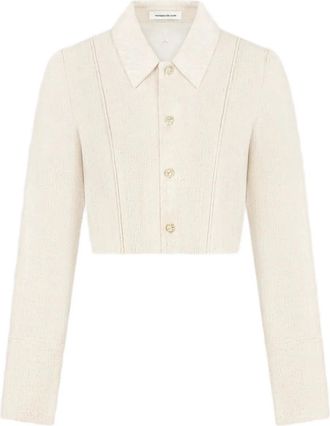 Mani&egrave;re De Voir Florine cropped blouse met afwerking - Beige