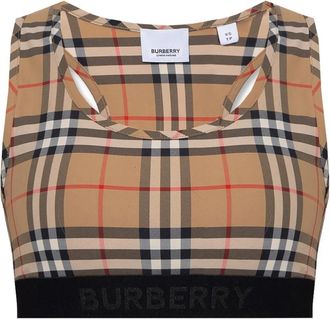 Burberry Vintage Check-Printed Sportbeha - Dames - Sport BHs - Beige - XS - Fitness