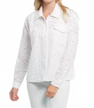 Tribal Elaine Eyelet Shacket In White
