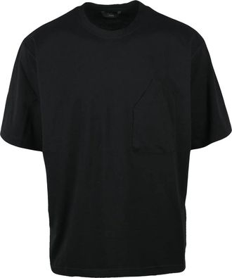 Hev&ograve; Black Crewneck Cotton T-Shirt