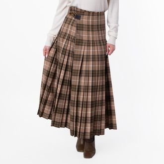 Burberry Womens Check Wool Blend Maxi Kilt, Size X-Small