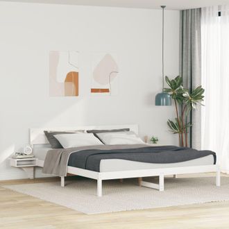 Berkfield Home with Headboard White 200 x 200 cm Solid pine wood