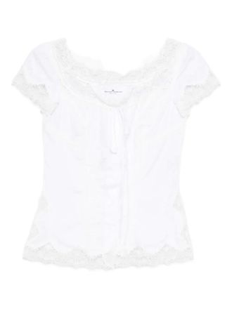Ermanno Scervino lace-trim blouse - women - Cotton - 44 - White