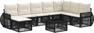 vidaXL Conjunto De Sof&aacute;s De Jard&iacute;n 9 Uds. Negro Y Blanco Crema Vidaxl