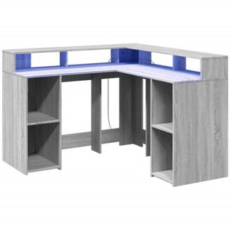 vidaXL Vidaxl - Desk with led Lights Grey Sonoma 130x130x91 cm Engineered Wood